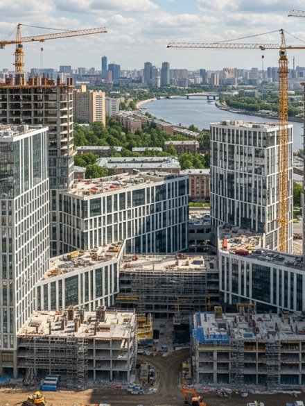 Exterior view of the GreenLade mixed-use development with residential towers, office podium and lifestyle plaza by Firat Projects